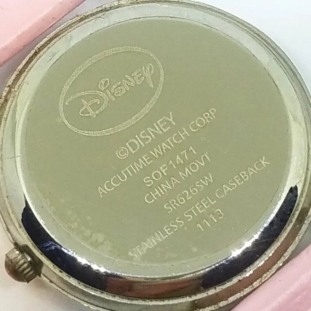 Teach How Tell Time - Disney Princess Castle Pink Leather Band Child Girl Watch